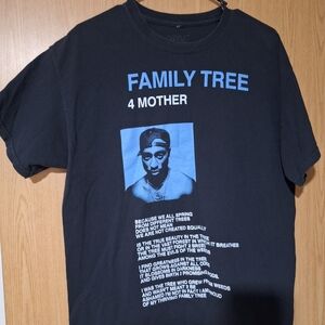 Family Tree 4 Mother Graphic Tee - Black with Blue Print